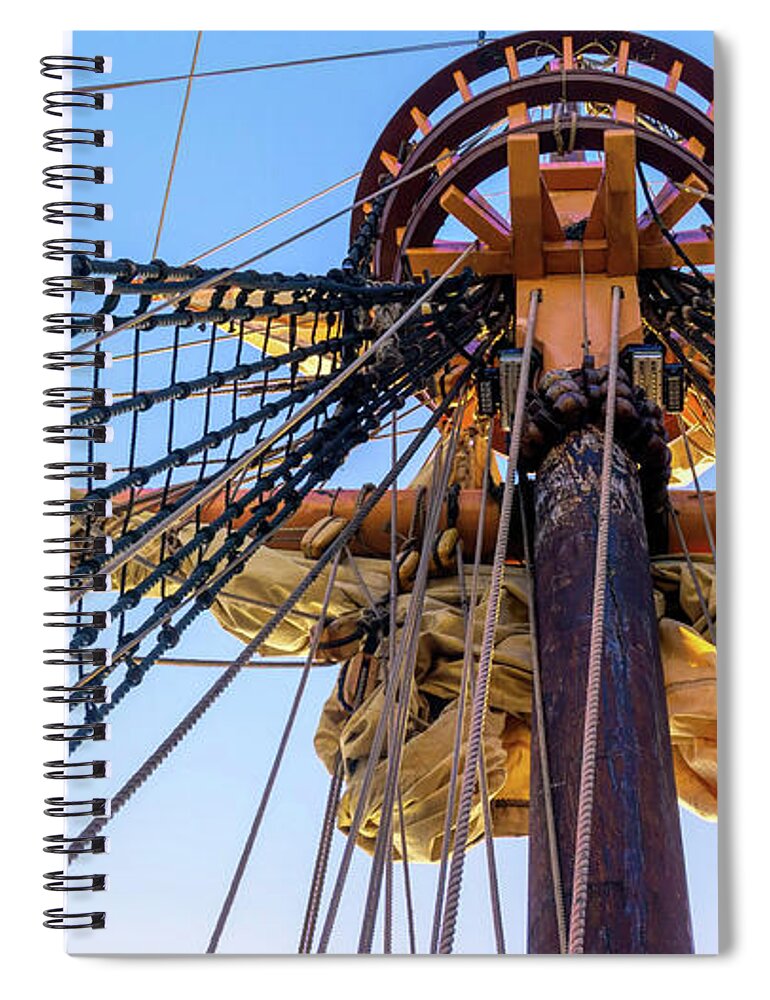 Rigging Spiral Notebook featuring the photograph Ships Mast by Cathy Anderson