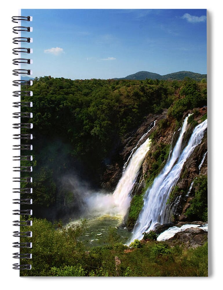 Scenics Spiral Notebook featuring the photograph Shivanasamudra Cauvery Water Falls by (c) Sachin Nigam