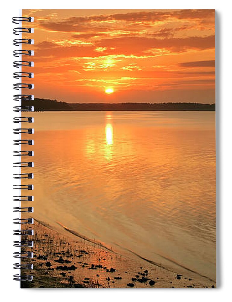 Beaufort County Spiral Notebook featuring the photograph Shoreline Sunset by Phill Doherty