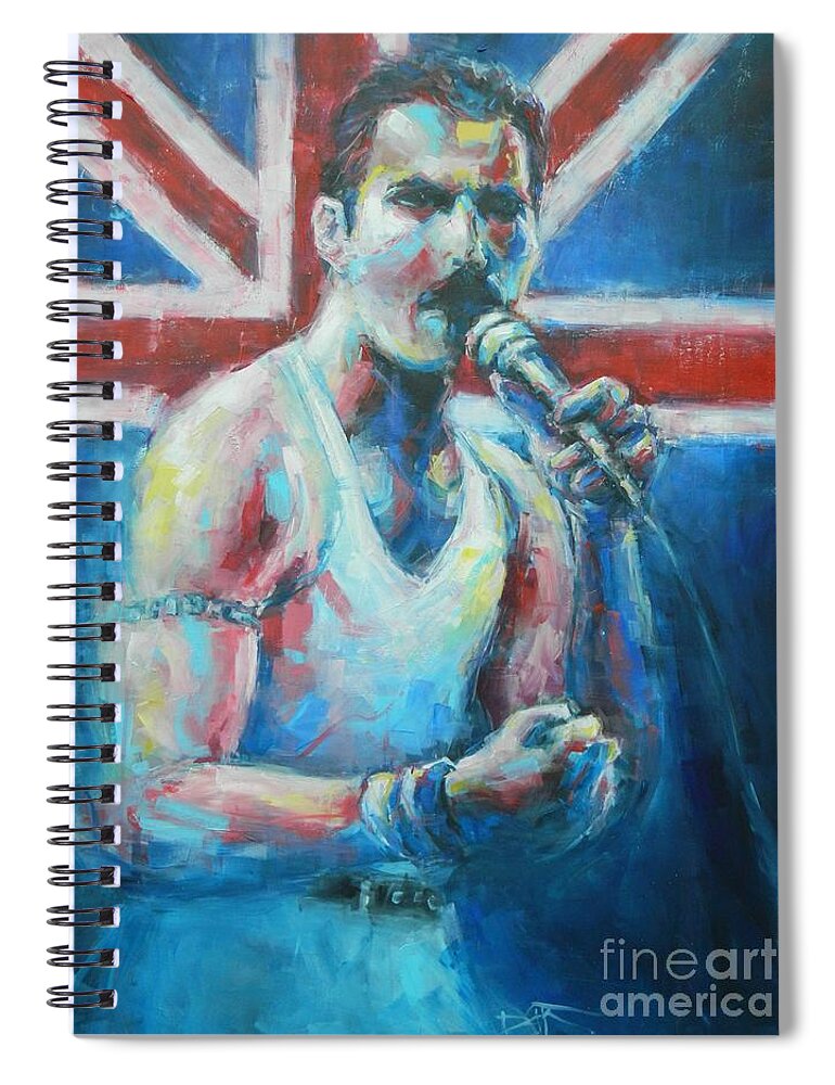 Freddie Spiral Notebook featuring the painting Show Must Go On by Dan Campbell