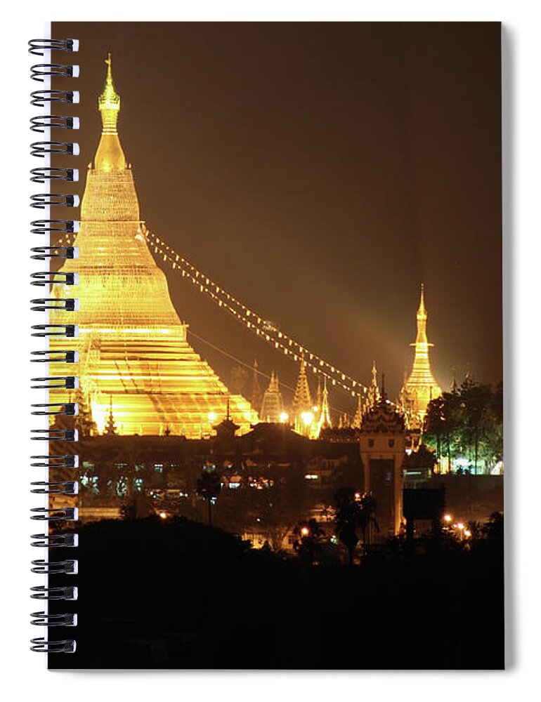 Pagoda Spiral Notebook featuring the photograph Shwedagon Zedi Daw, Rangoon Yangon by Joe & Clair Carnegie / Libyan Soup