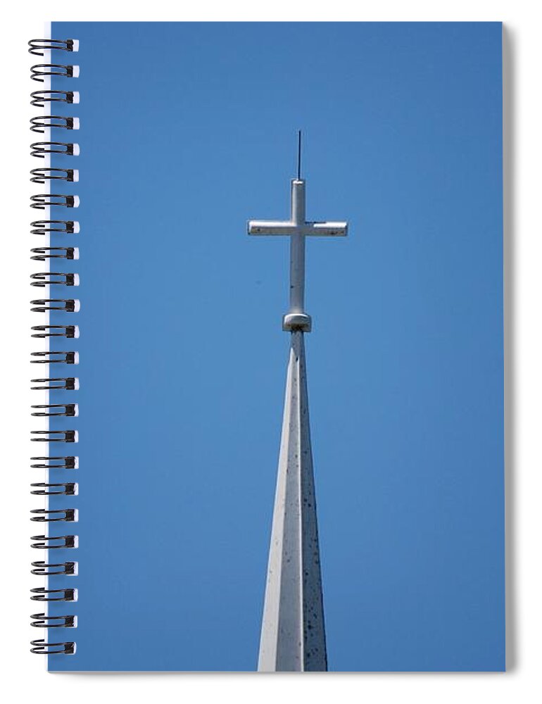 Religious Symbol Spiral Notebook featuring the photograph Shy High Cross by Aaron Martens