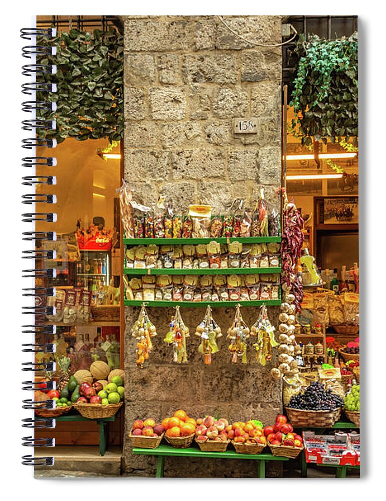 Siena Spiral Notebook featuring the photograph Siena Market by Marcy Wielfaert