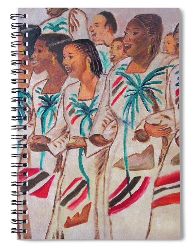 Tobago Spiral Notebook featuring the painting Signall Hill Tobago Alumni Choir by Jennylynd James