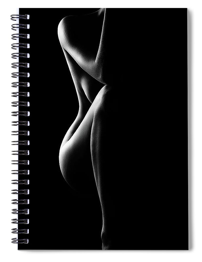 Nude Spiral Notebook featuring the photograph Silhouette of nude woman in BW by Johan Swanepoel