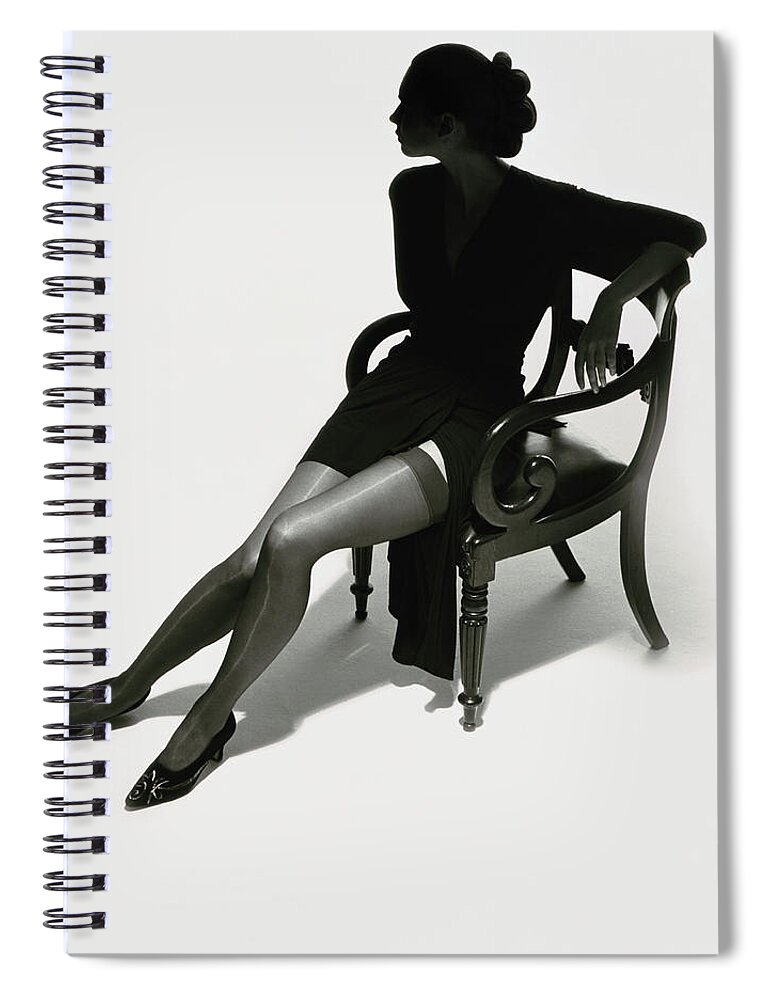 White Background Spiral Notebook featuring the photograph Silhouetted Woman On Chair by Tim Platt