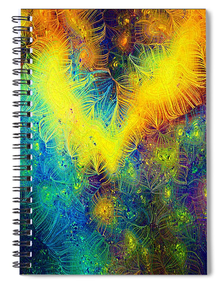 Silk-featherbrush By Aberjhani Spiral Notebook featuring the mixed media Silk-Featherbrush Number 1 - Rhapsody in the Key of Joy and Mystery by Aberjhani