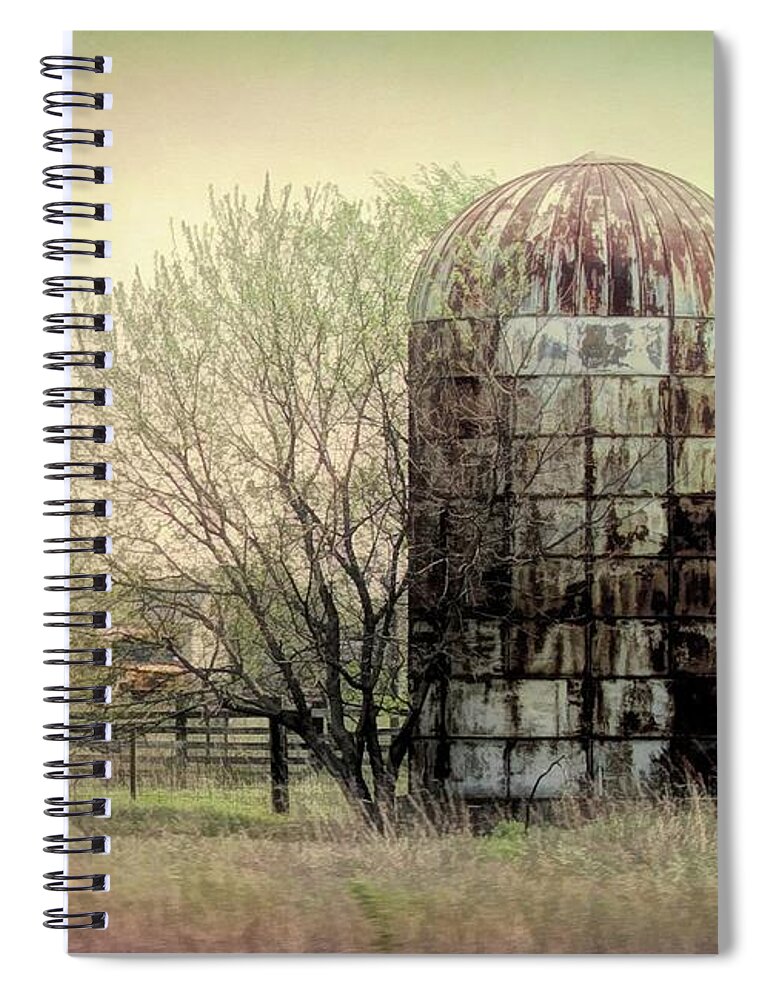 Silo Spiral Notebook featuring the photograph Silo on a Farm by Bonnie Willis