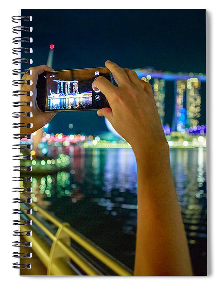 Singapore Spiral Notebook featuring the photograph Singapore smart phone by Benny Marty