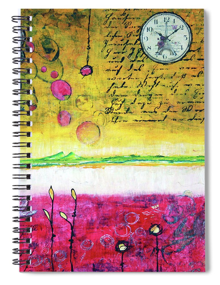 Whimsical Spiral Notebook featuring the painting Sitting On The Edge Of Eternity by Winona's Sunshyne