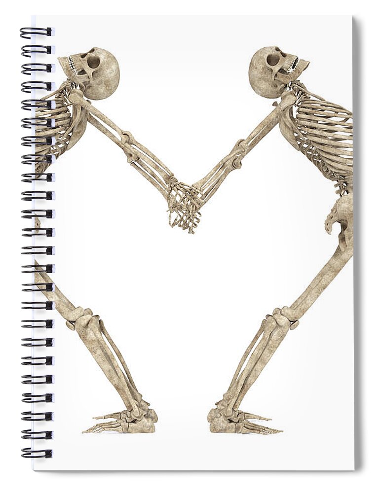 Skeleton Spiral Notebook featuring the digital art Skeleton Yoga 001 by Betsy Knapp