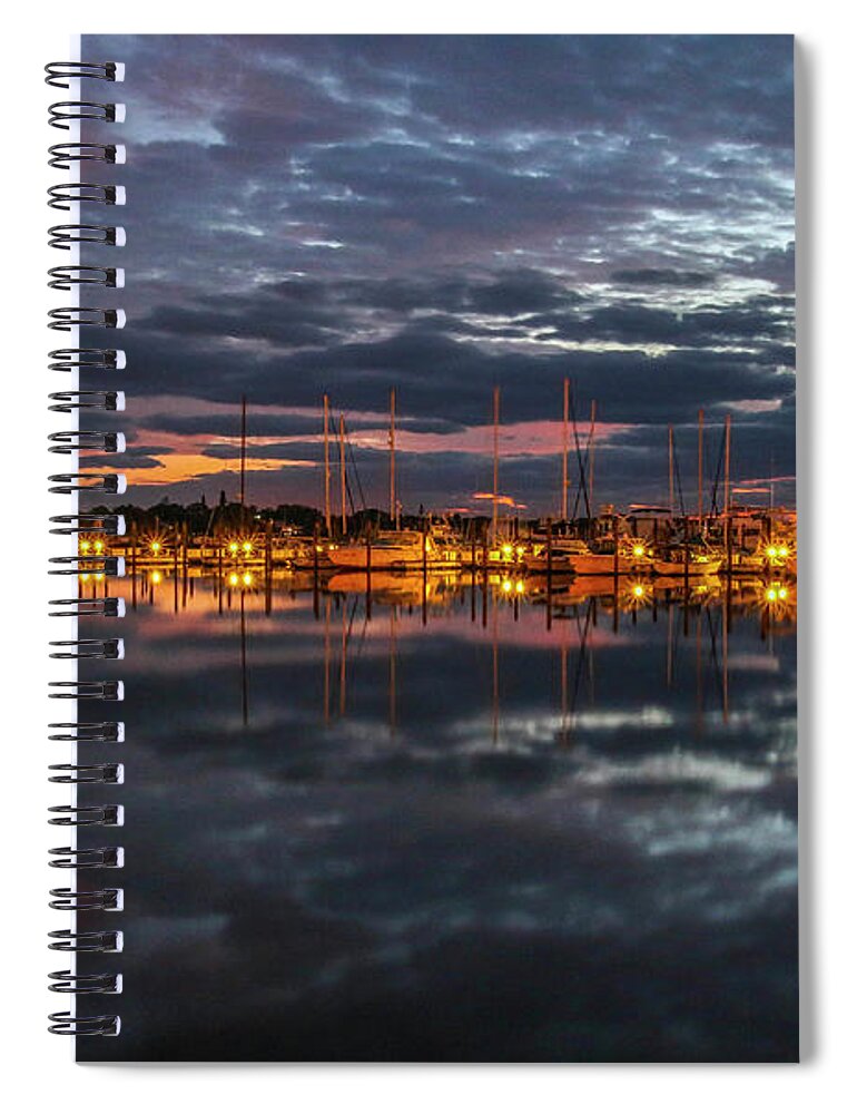 Marina Spiral Notebook featuring the photograph Sky and Marina Reflection by Tom Claud