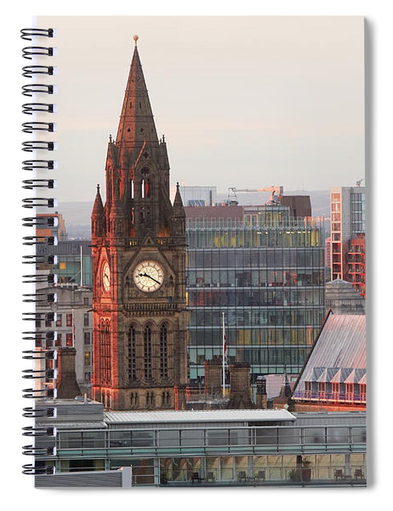 English Culture Spiral Notebook featuring the photograph Skyline Of Deansgate At Dusk by Allan Baxter