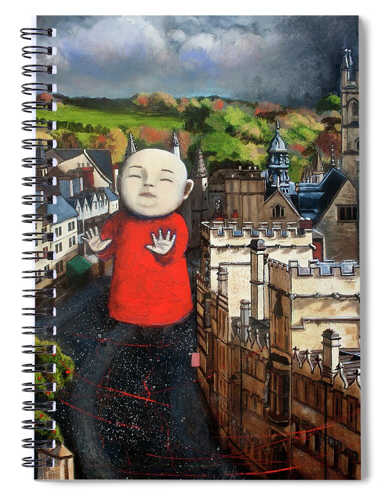 Baby Spiral Notebook featuring the painting Sleepwalking On High Street by Pauline Lim