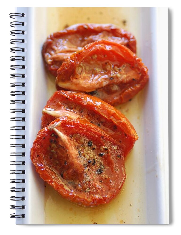 White Background Spiral Notebook featuring the photograph Slow Roasted Tomatoes by Julie Clancy