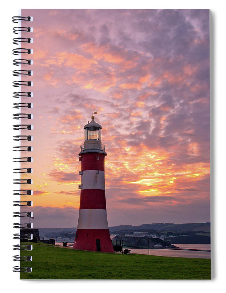 Tranquility Spiral Notebook featuring the photograph Smeatons Tower Winter Sunrise by Alan Lomax Photography.