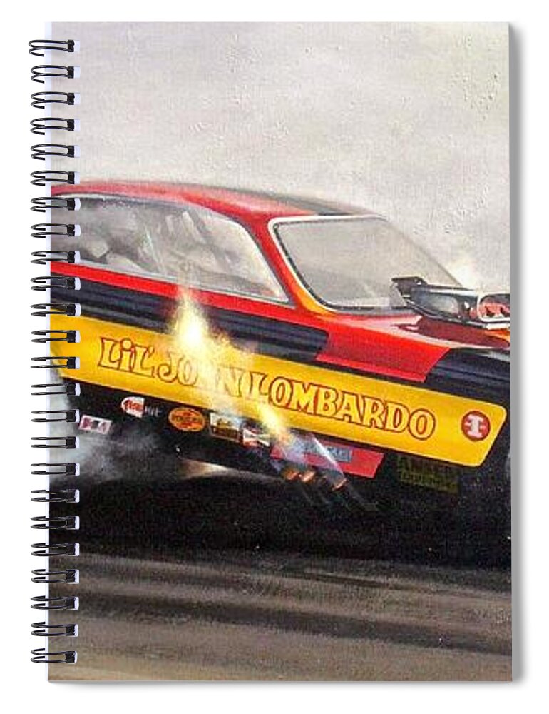 Kenny Youngblood Funny Car Nostalgia Drag Racing John Lombardo Nhra Spiral Notebook featuring the painting Smoked In by Kenny Youngblood