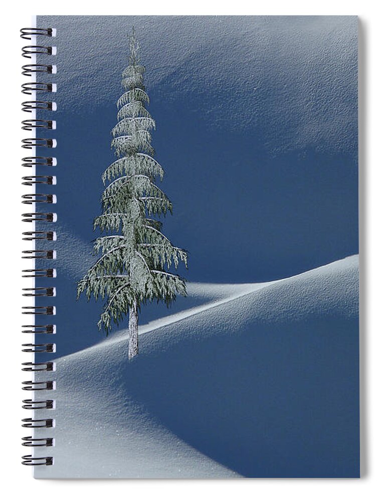 Tree Spiral Notebook featuring the photograph Snow Covered Tree and Mountains Color by David Dehner