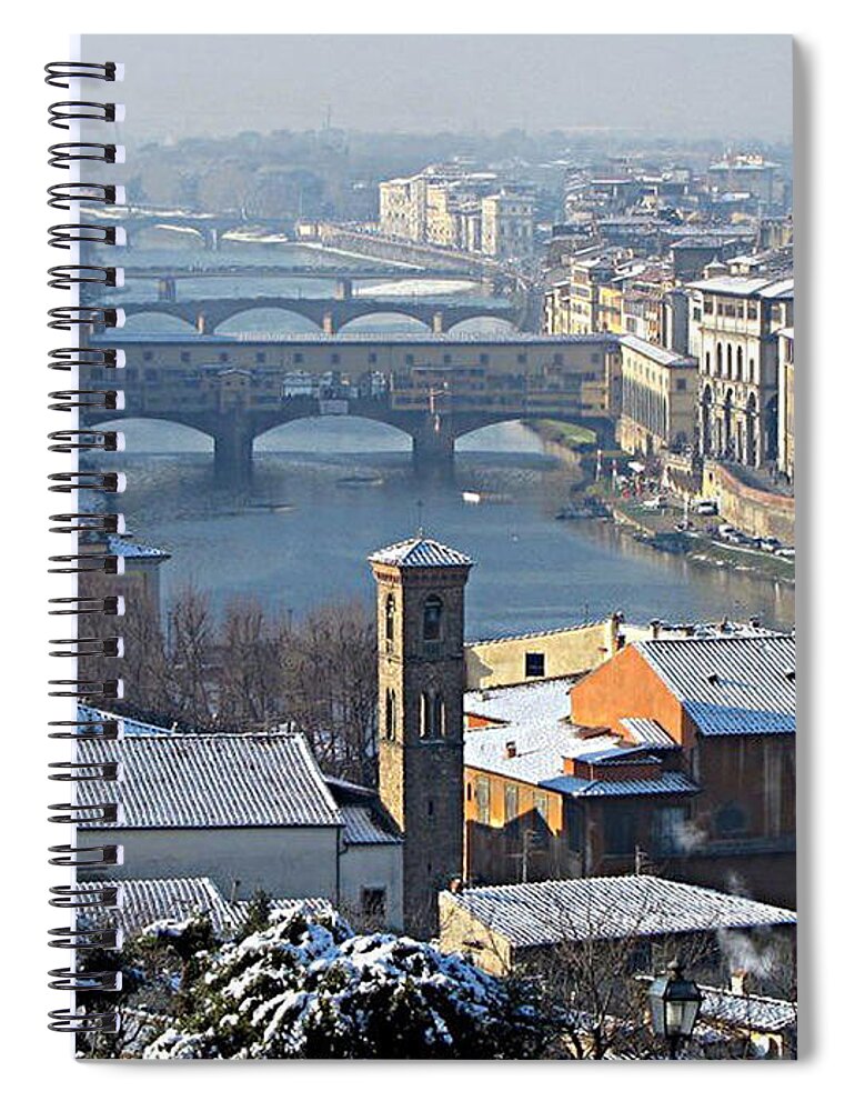 Arch Spiral Notebook featuring the photograph Snow In Florence by I Like Photogr