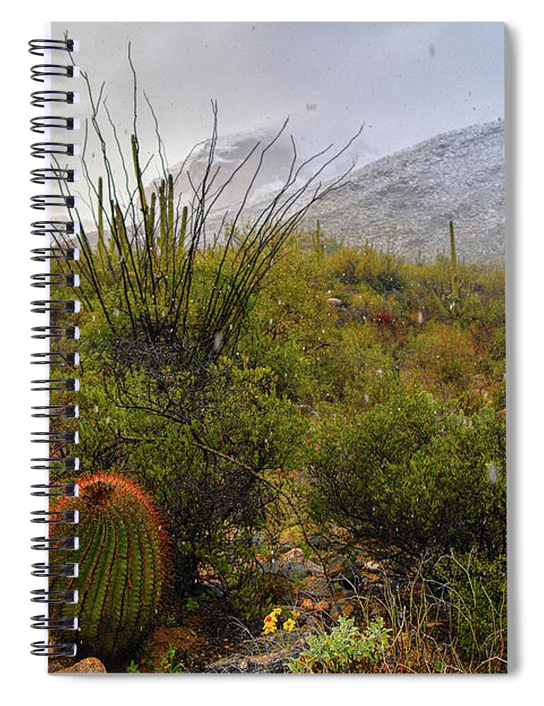 Tucson Spiral Notebook featuring the photograph Snow in the Desert by Chance Kafka