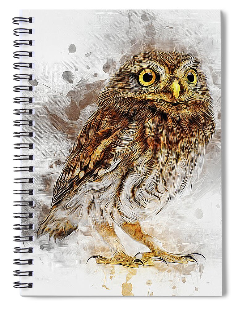 Owl Spiral Notebook featuring the painting Snow Owl by Ian Mitchell
