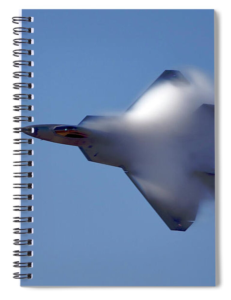 Military Airplane Spiral Notebook featuring the photograph So Long, F-22 Raptor by Kevin Trotman