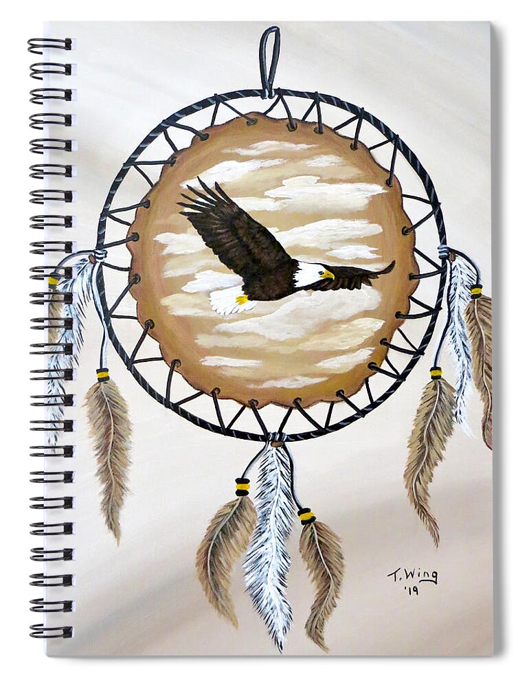 Eagle Spiral Notebook featuring the painting Soaring Eagle by Teresa Wing