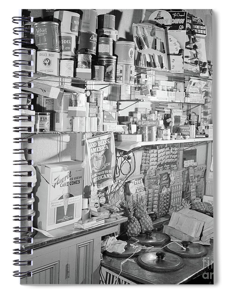 1942 Spiral Notebook featuring the photograph Soda Fountain, 1942 by Fenno Jacobs