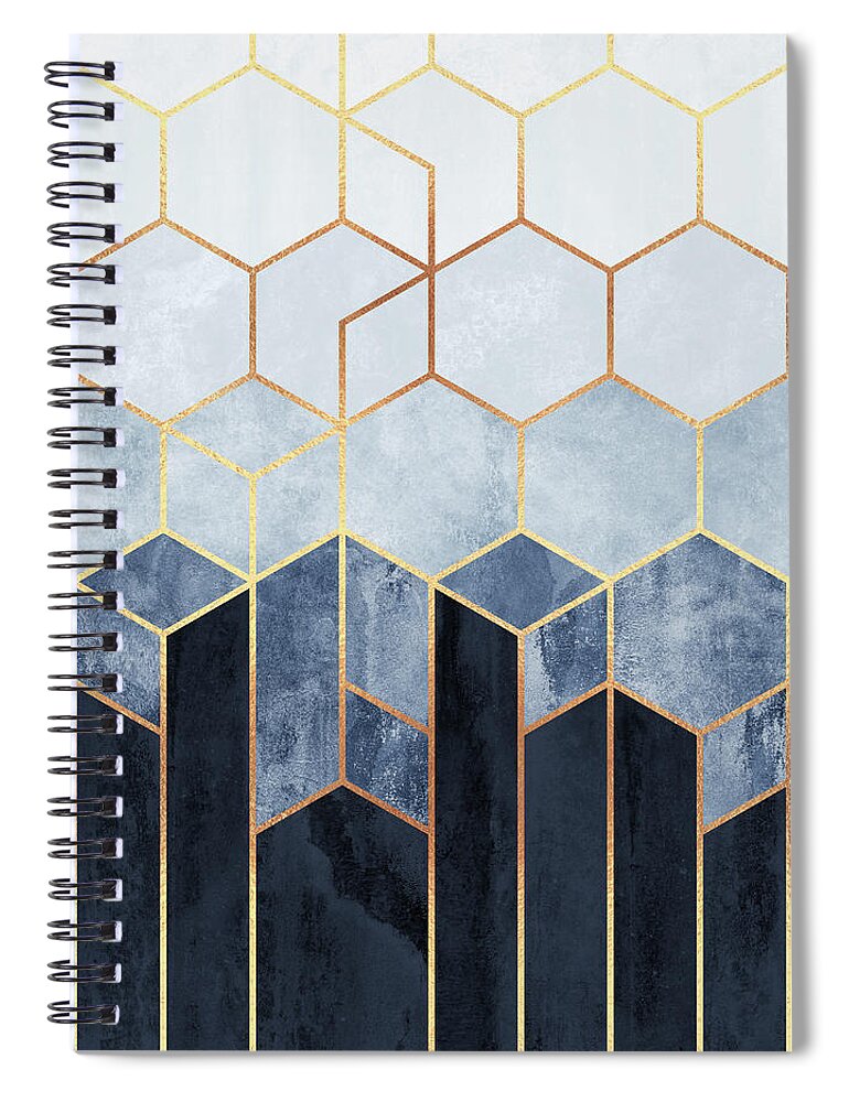 #faatoppicks Spiral Notebook featuring the digital art Soft Blue Hexagons by Elisabeth Fredriksson