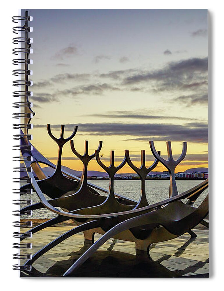 Iceland Spiral Notebook featuring the photograph Solfar #1 by Framing Places