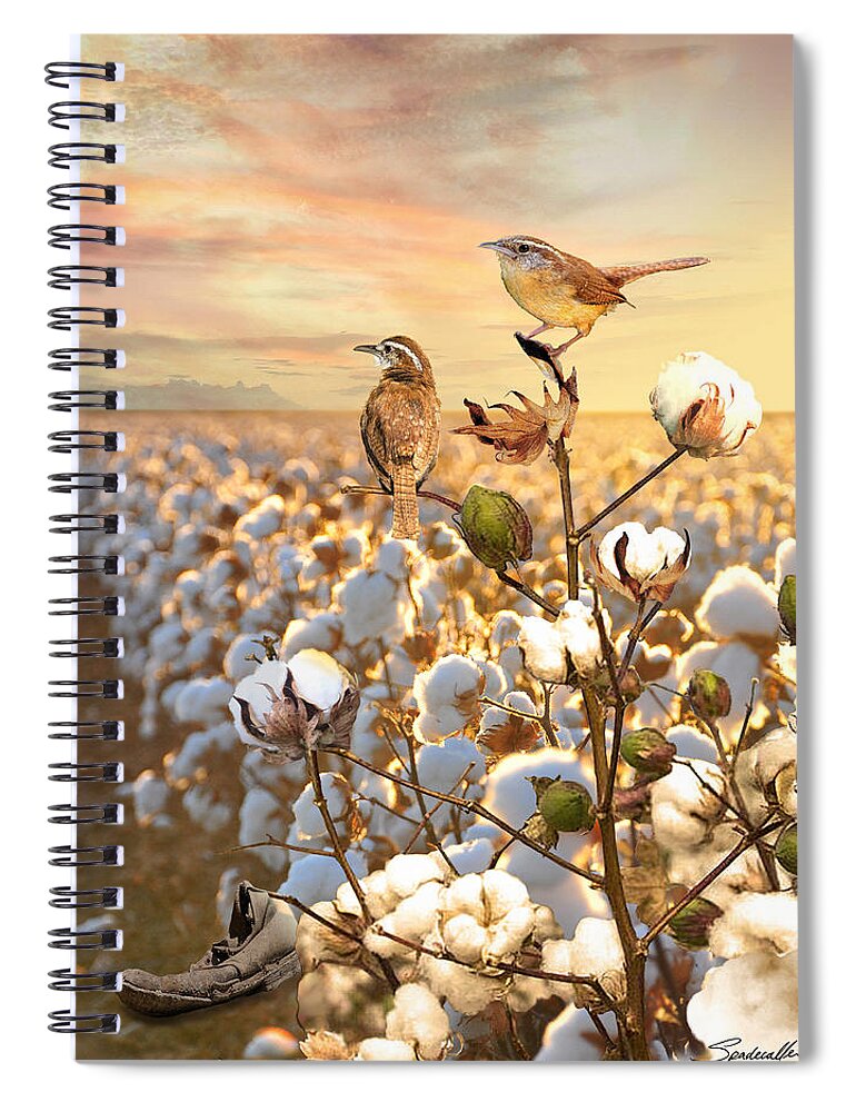 Cotton Spiral Notebook featuring the digital art Song of the Wren by M Spadecaller