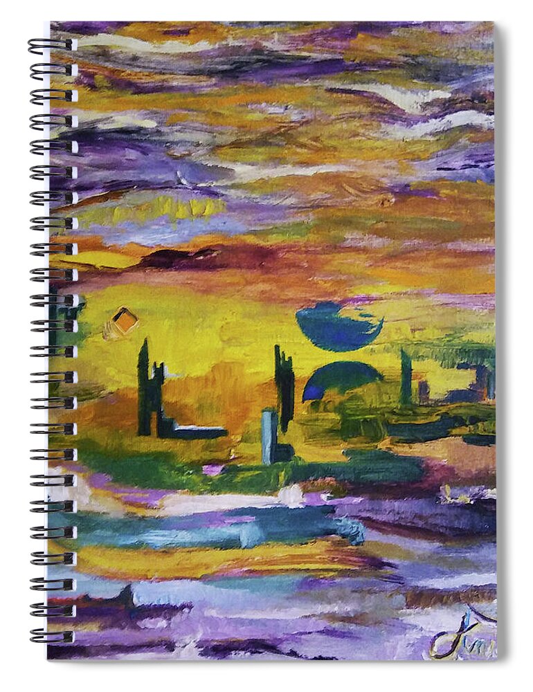 Southwest Art Spiral Notebook featuring the painting Sonoran Sky by Anitra Boyt