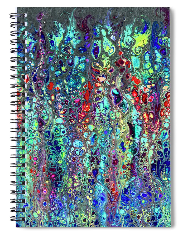 Poured Acrylics Spiral Notebook featuring the painting Sorcerer's Garden by Lucy Arnold