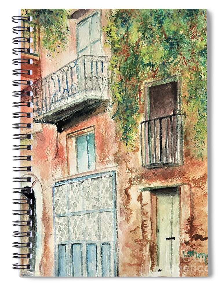 Sorrento Spiral Notebook featuring the painting Sorrento Charm by Laurie Morgan