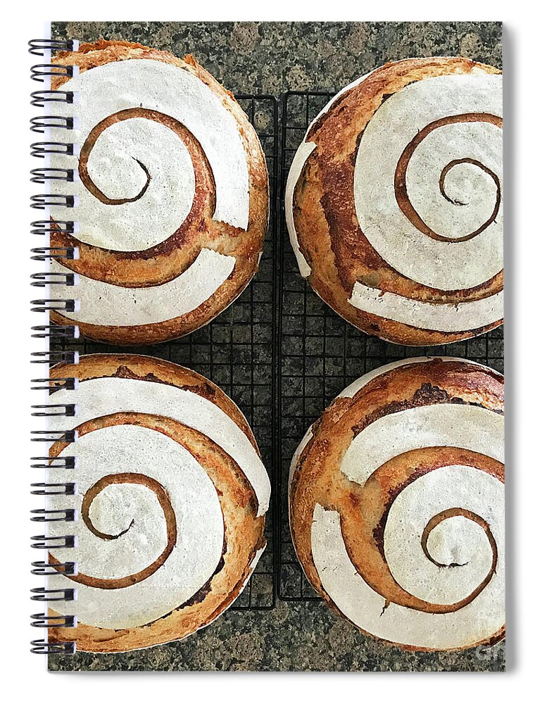 Bread Spiral Notebook featuring the photograph Sourdough Spirals x 4 by Amy E Fraser