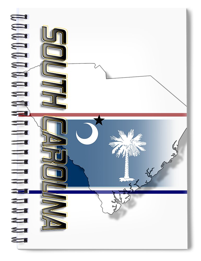 South Carolina Spiral Notebook featuring the digital art South Carolina State Vertical Print by Rick Bartrand