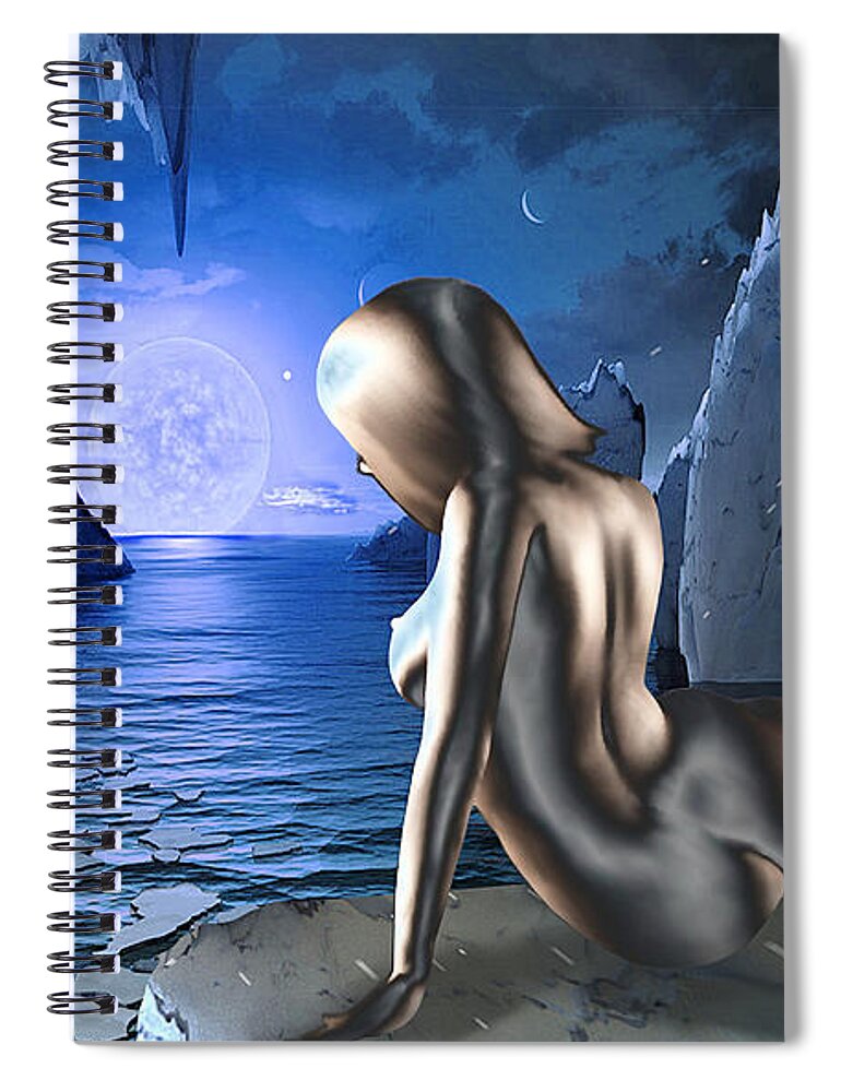 Female Goddess Nudes Paintings Figures Figurative ‎art‬‬ ‎fineart ‎painting‬ Prints ‬#‎grlfineart Blue White Ice Worlds Galaxies Spiral Notebook featuring the digital art Space Fantasy Goddess Galaxy Ice Worlds Multimedia Digital Artwork by G Linsenmayer
