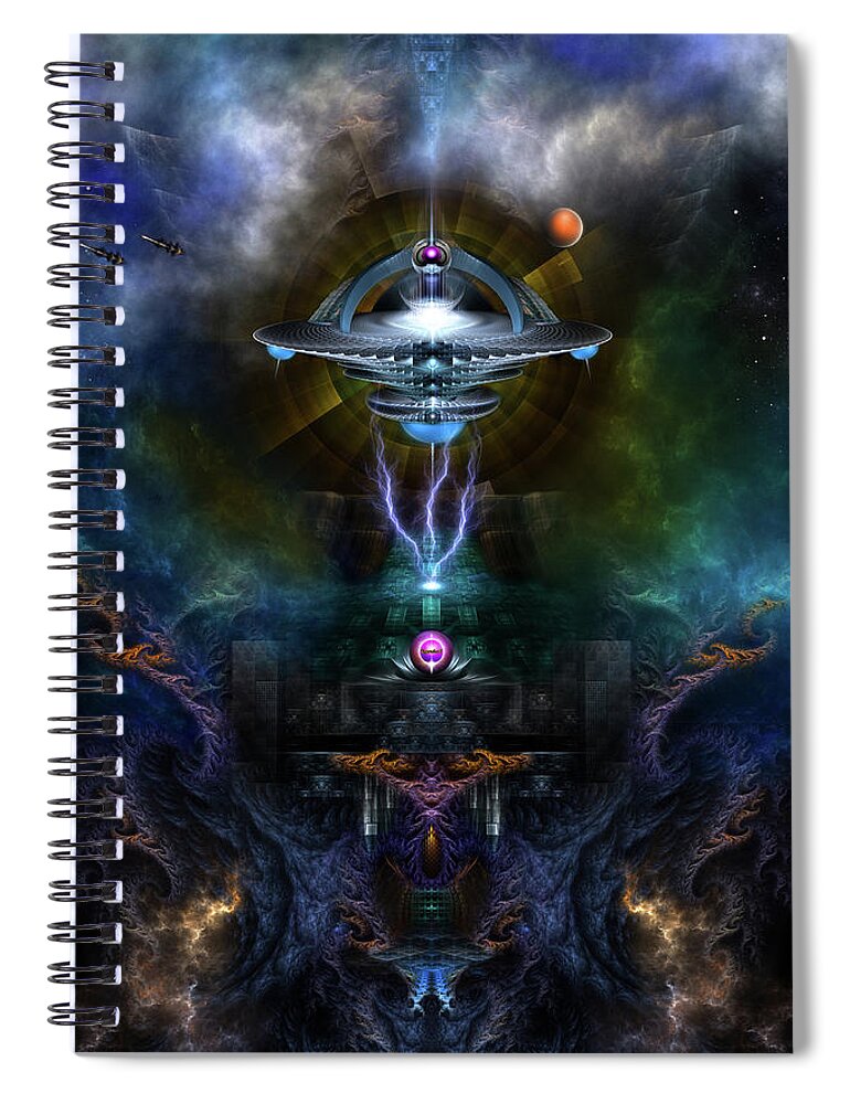 Space Station Spiral Notebook featuring the digital art Space Station Ansarious by Rolando Burbon
