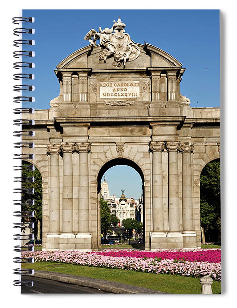 Arch Spiral Notebook featuring the photograph Spain Monument, Madrid by Syldavia