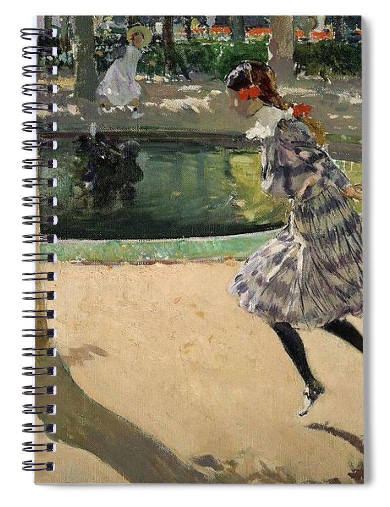 Joaquin Sorolla Spiral Notebook featuring the painting Spanish school. Girls with skipping ropes. Saltando a la comba. 1907. Madrid, museo Sorolla. by Joaquin Sorolla -1863-1923-