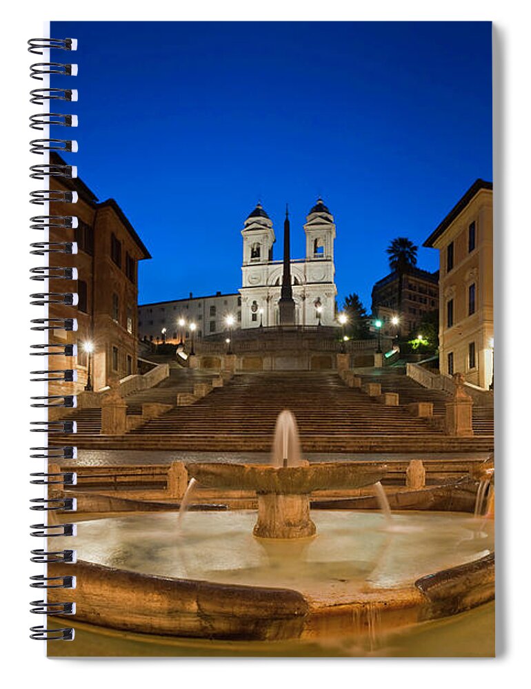 Steps Spiral Notebook featuring the photograph Spanish Steps Piazza Di Spagna Fontana by Fotovoyager