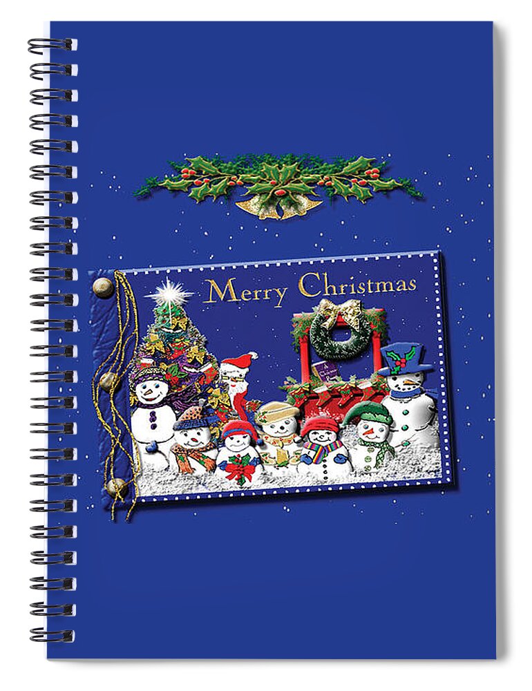 Christmas. Holiday Spiral Notebook featuring the mixed media Sparkles Family Christmas by Belinda Landtroop