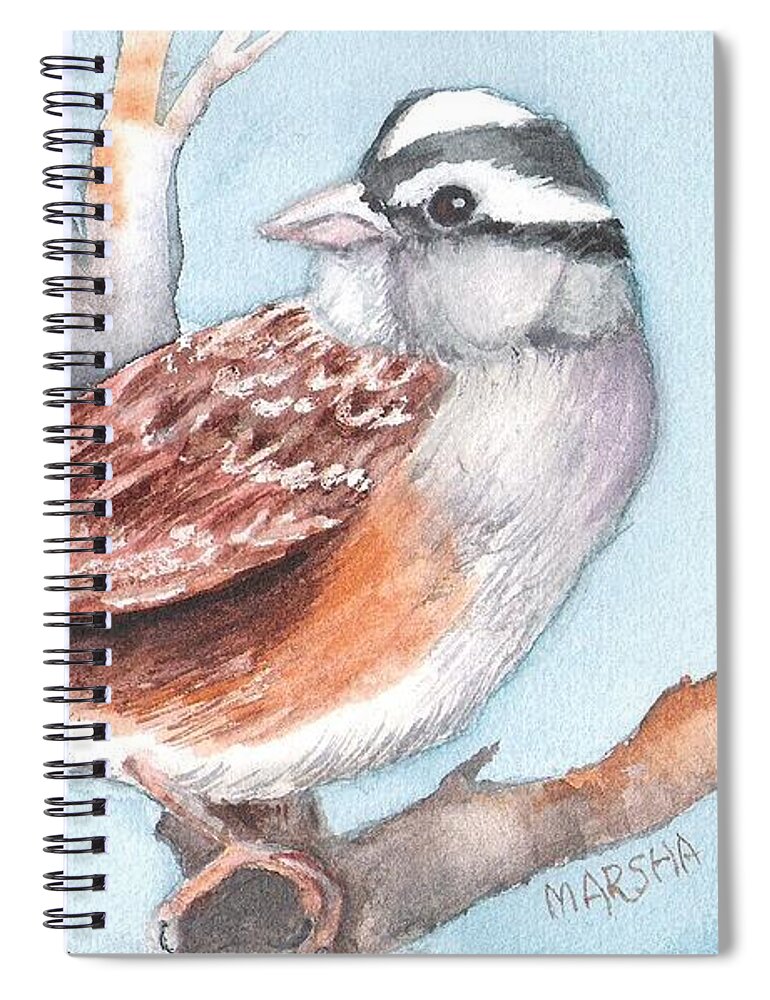 Nature Spiral Notebook featuring the painting Sparrow by Marsha Woods