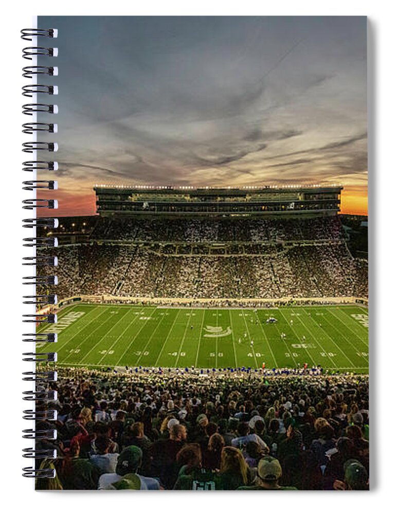 Big Ten Spiral Notebook featuring the photograph Spartan Stadium at Sunset by John McGraw