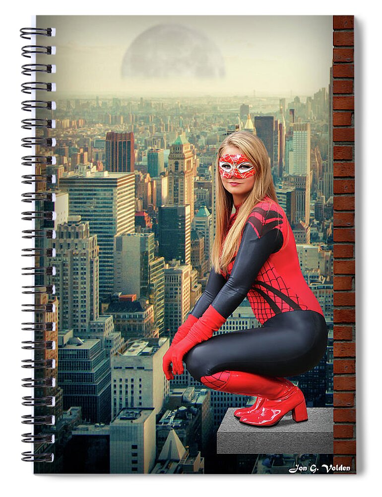 Spider Spiral Notebook featuring the photograph Spider Woman Moon Rise by Jon Volden