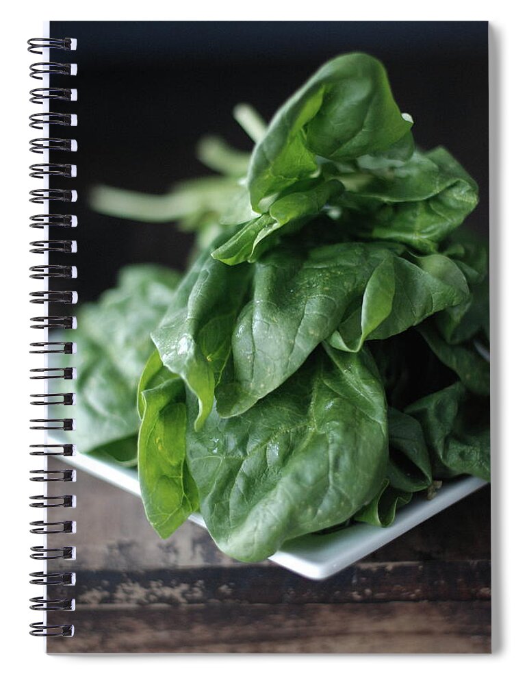 Leaf Vegetable Spiral Notebook featuring the photograph Spinach by Shawna Lemay
