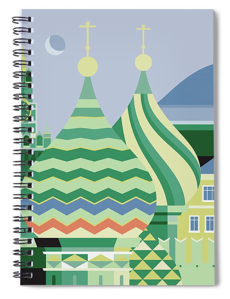 Outdoors Spiral Notebook featuring the digital art Spires Of St Basils The Blessed by Nigel Sandor
