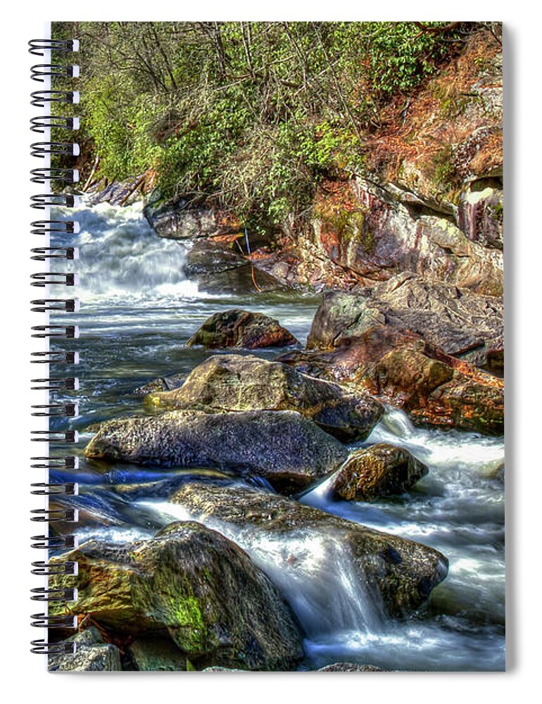 Reid Callaway Splash Spiral Notebook featuring the photograph Splash Cullasaja River Highlands North Carolina Art by Reid Callaway
