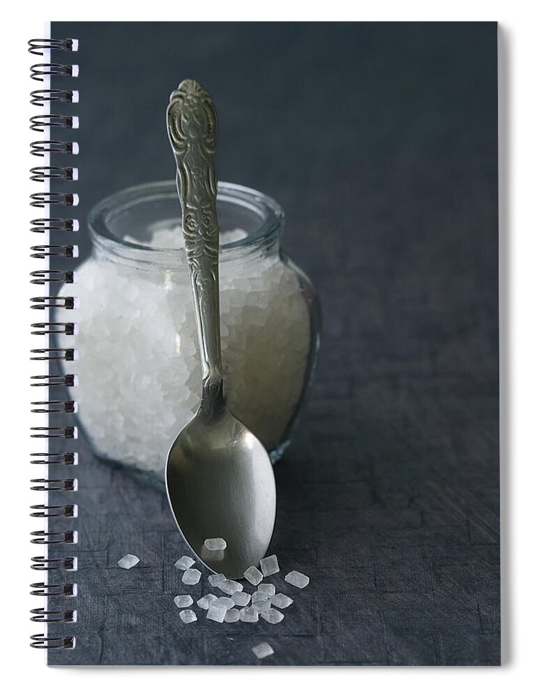 Sugar Spiral Notebook featuring the photograph Splattered Sugar Crystals by Ashasathees Photography