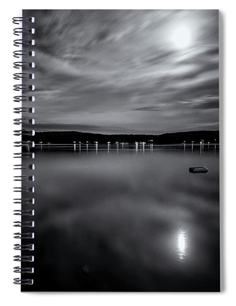 Spofford Lake New Hampshire Spiral Notebook featuring the photograph Spofford Lake Moon by Tom Singleton